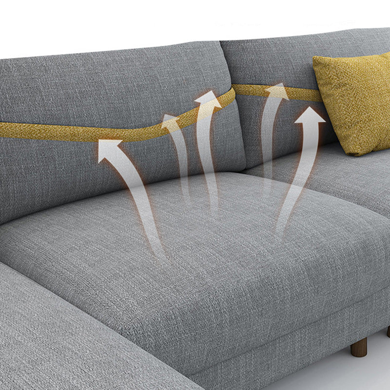 Fabric Sectional Pillow Back and Square Arms Sectional Sofa for 4 People