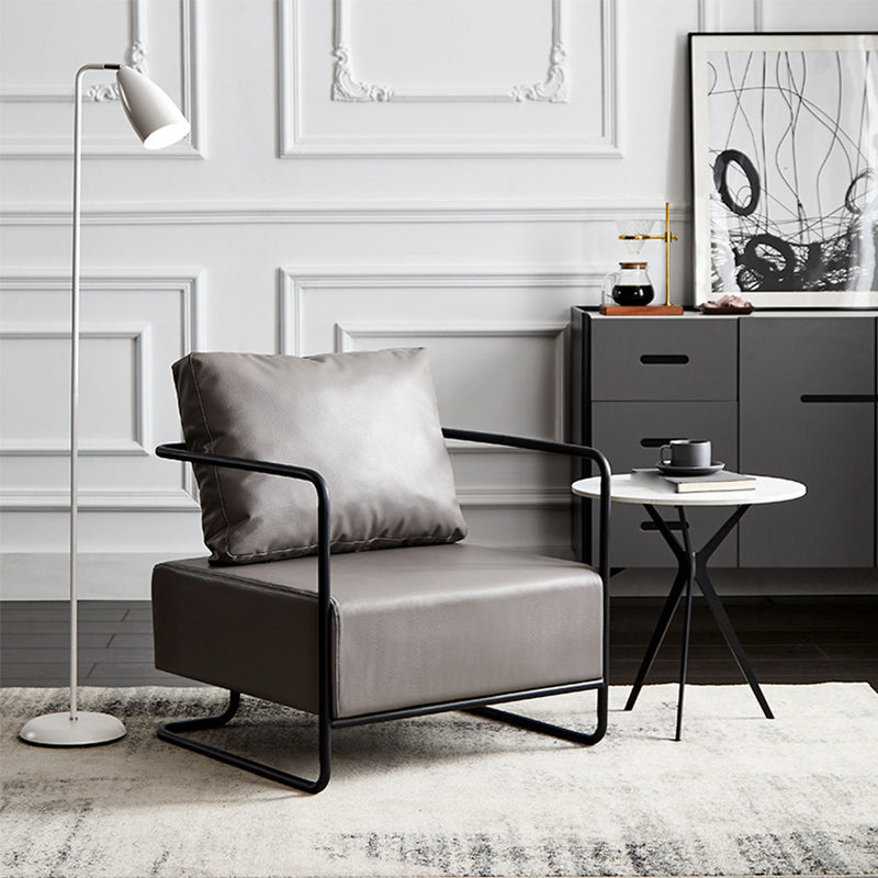 Contemporary Bonded Leather with Pillow Track Arms Accent Armchair
