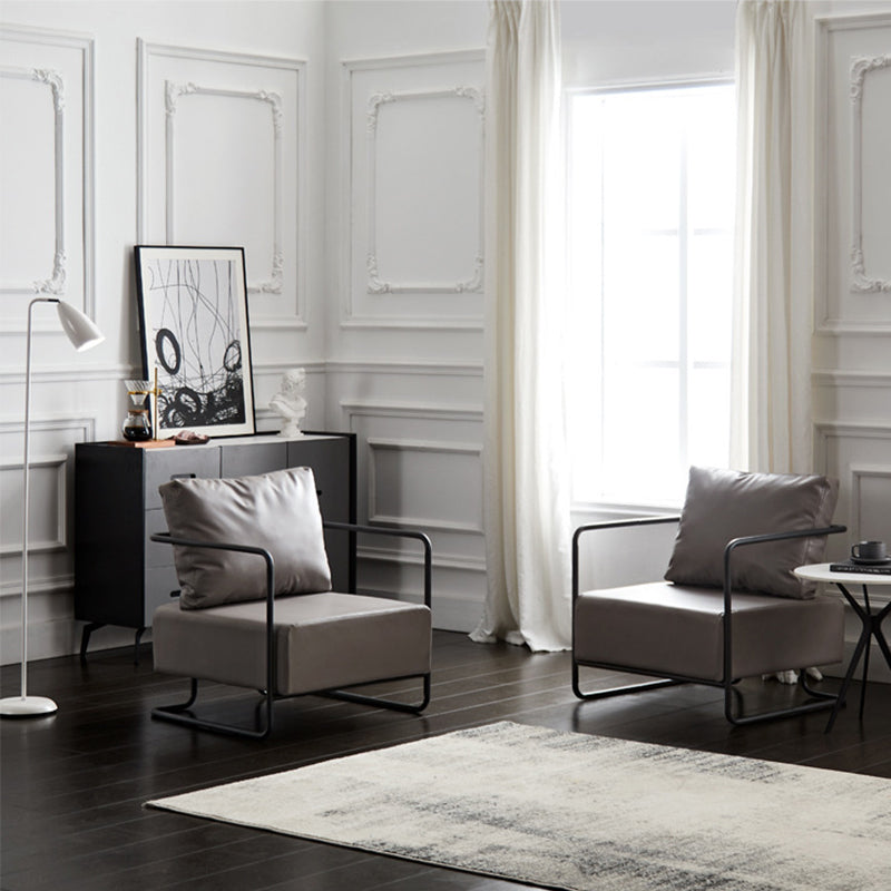 Contemporary Bonded Leather with Pillow Track Arms Accent Armchair