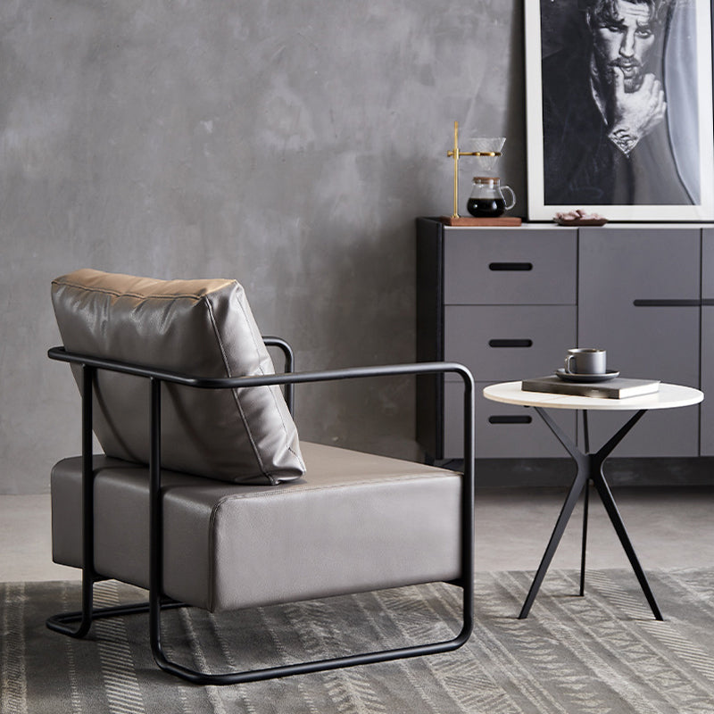 Contemporary Bonded Leather with Pillow Track Arms Accent Armchair