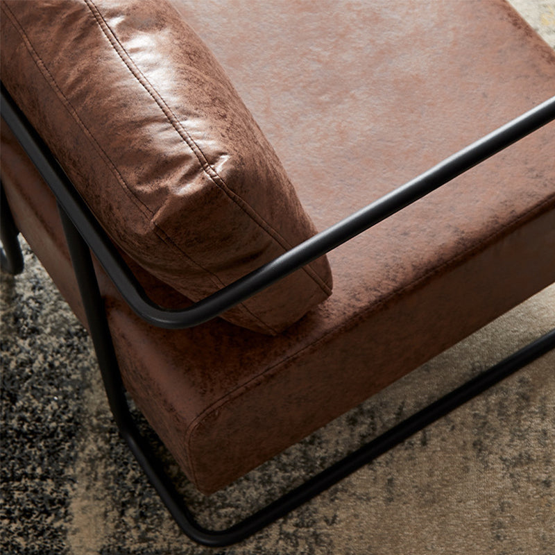 Contemporary Bonded Leather with Pillow Track Arms Accent Armchair