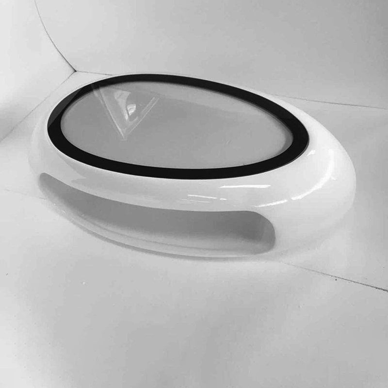 Modern Oval Coffee Table with Storage Shelf and Plastic Pedestal Base