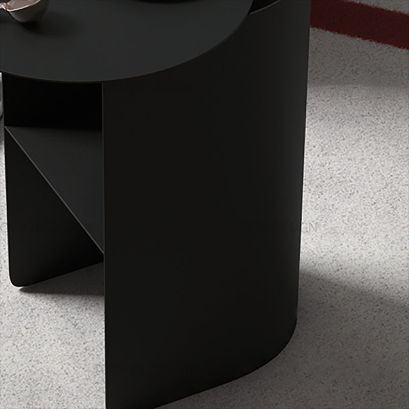 Mid-Century Modern Iron Coffee Table Pedestal Cocktail Table for Living Room