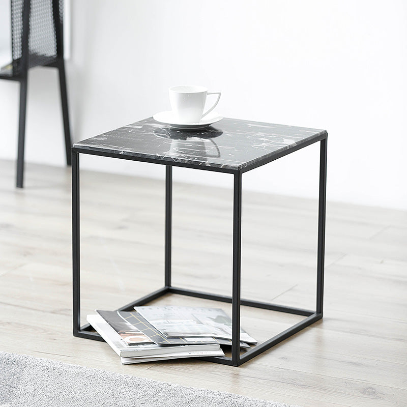 Glam Frame Coffee Table Slate Square Cocktail Table for Living Room