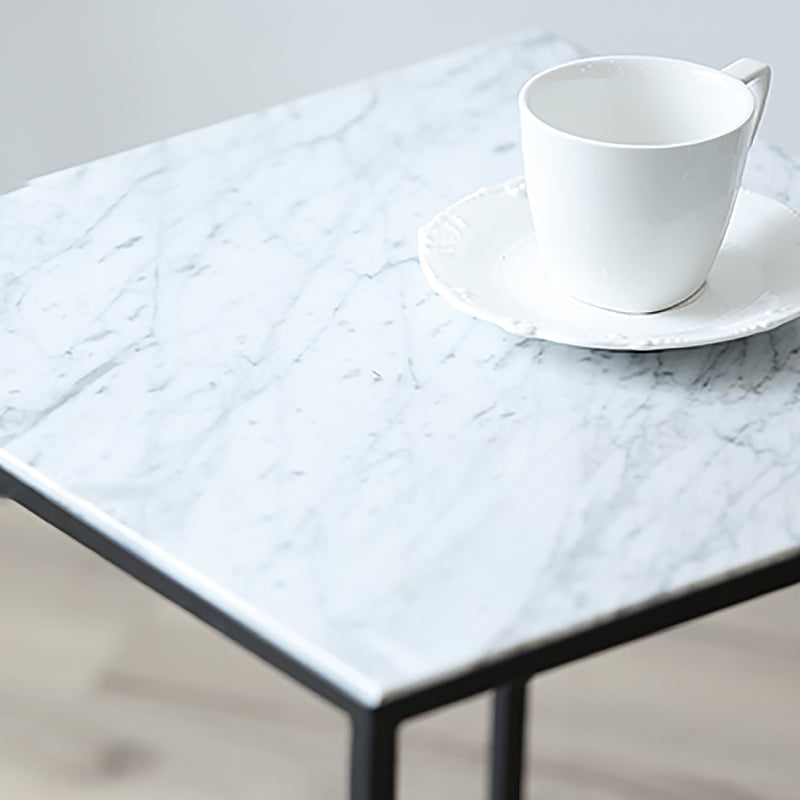 Glam Frame Coffee Table Slate Square Cocktail Table for Living Room