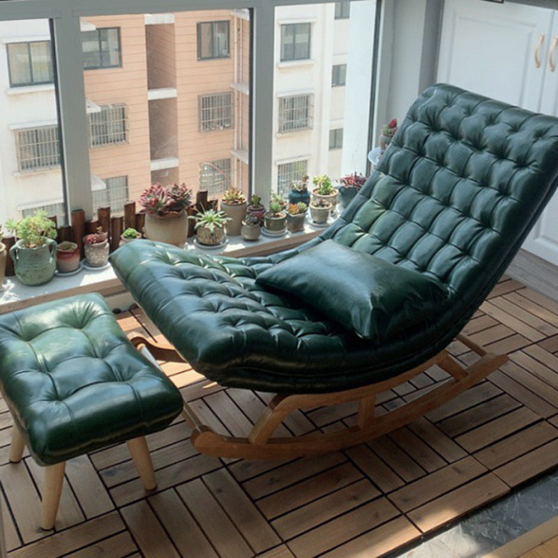 Modern Rocker Faux Leather Tufted Cushions Seat Belt Rocking Accent Chair
