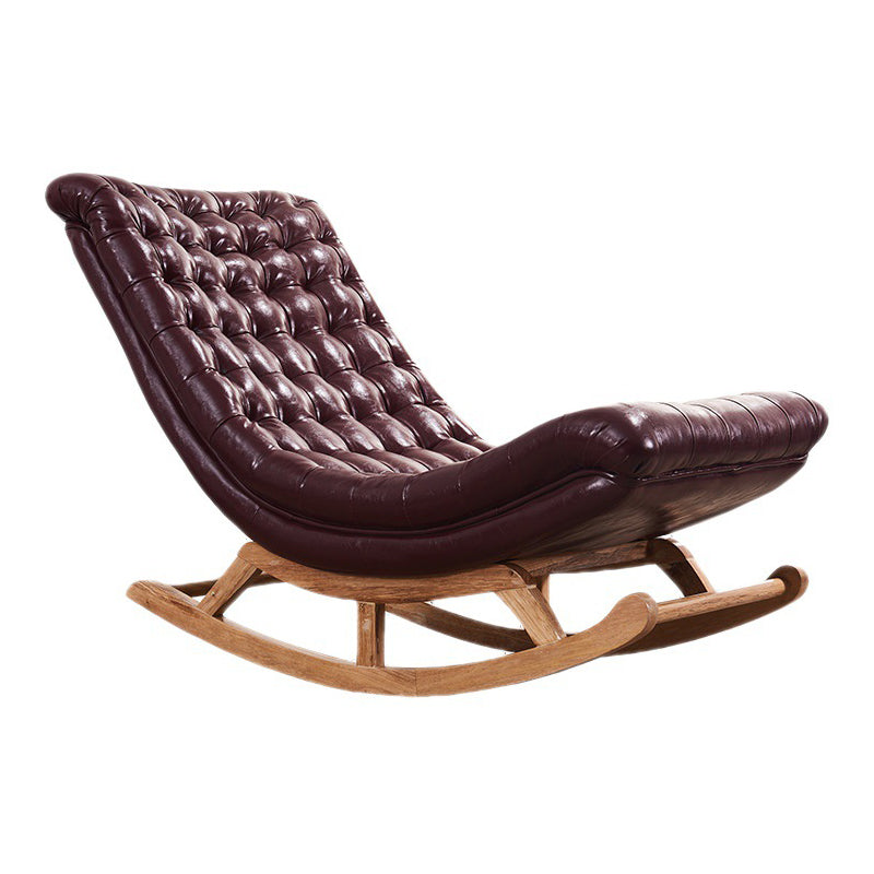 Modern Rocker Faux Leather Tufted Cushions Seat Belt Rocking Accent Chair