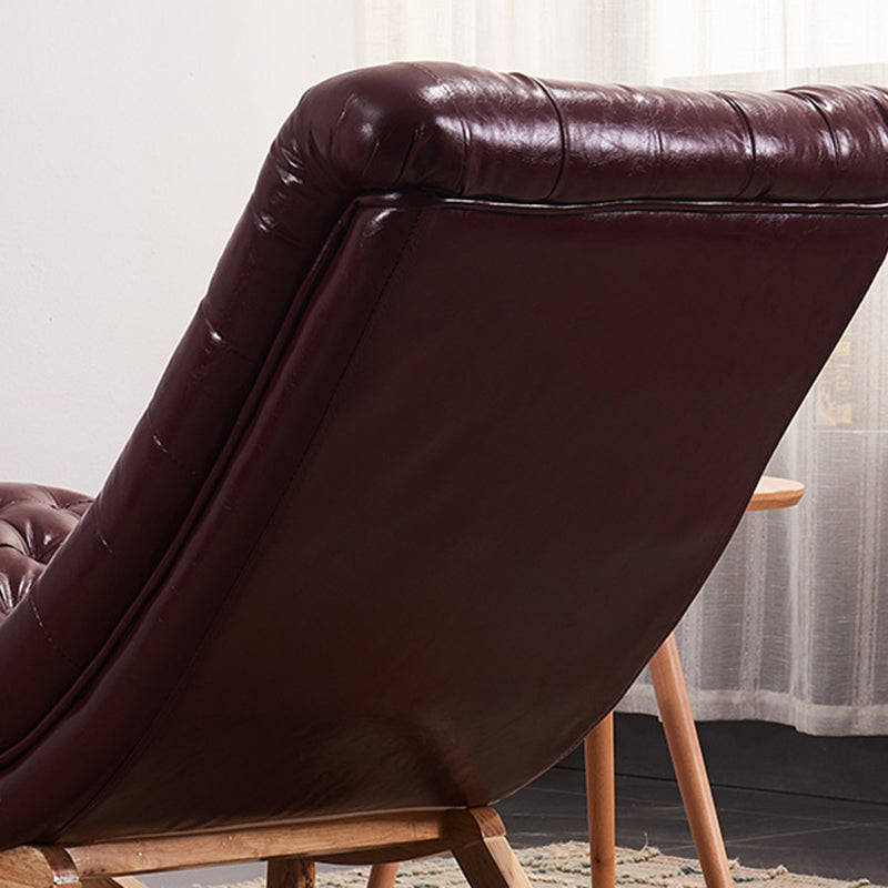 Modern Rocker Faux Leather Tufted Cushions Seat Belt Rocking Accent Chair