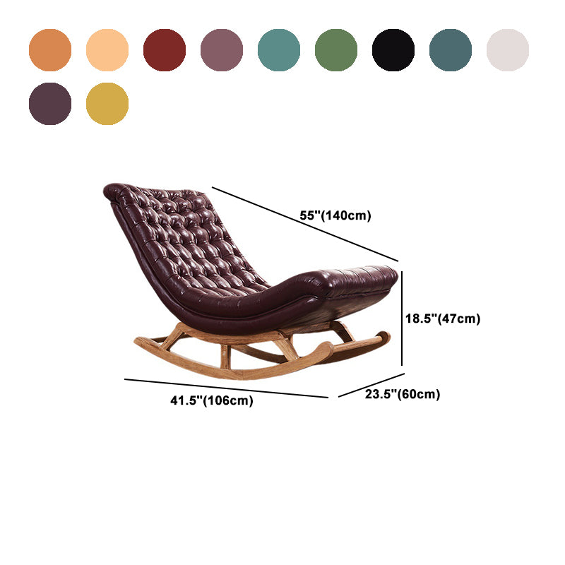 Modern Rocker Faux Leather Tufted Cushions Seat Belt Rocking Accent Chair