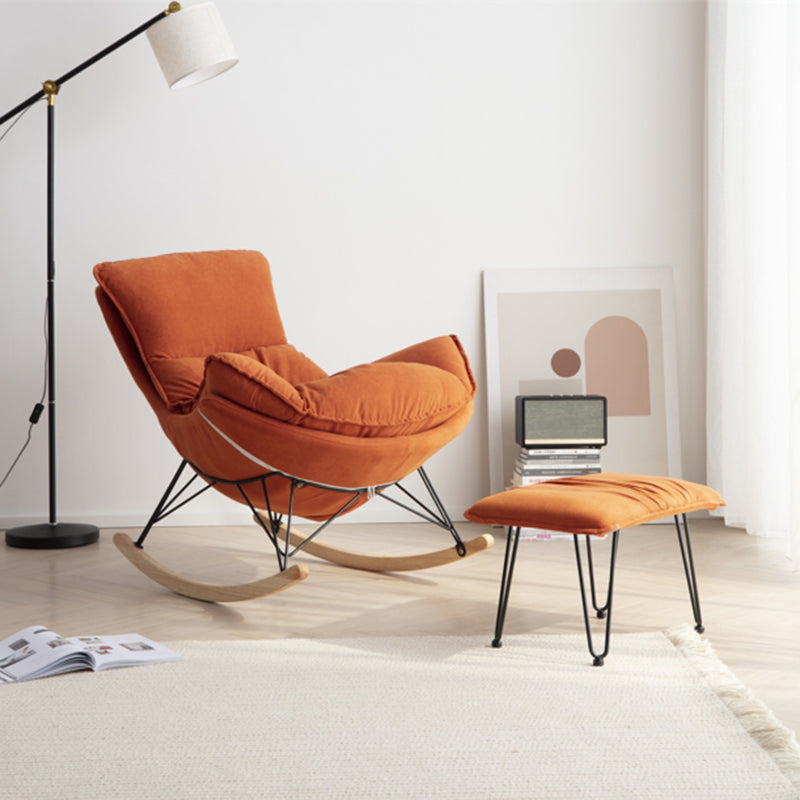 Contemporary Rocking Chair Metal Frame Wing Chair Back Indoor Rocking Chair