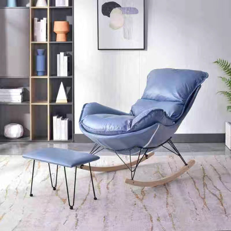 Contemporary Rocking Chair Metal Frame Wing Chair Back Indoor Rocking Chair