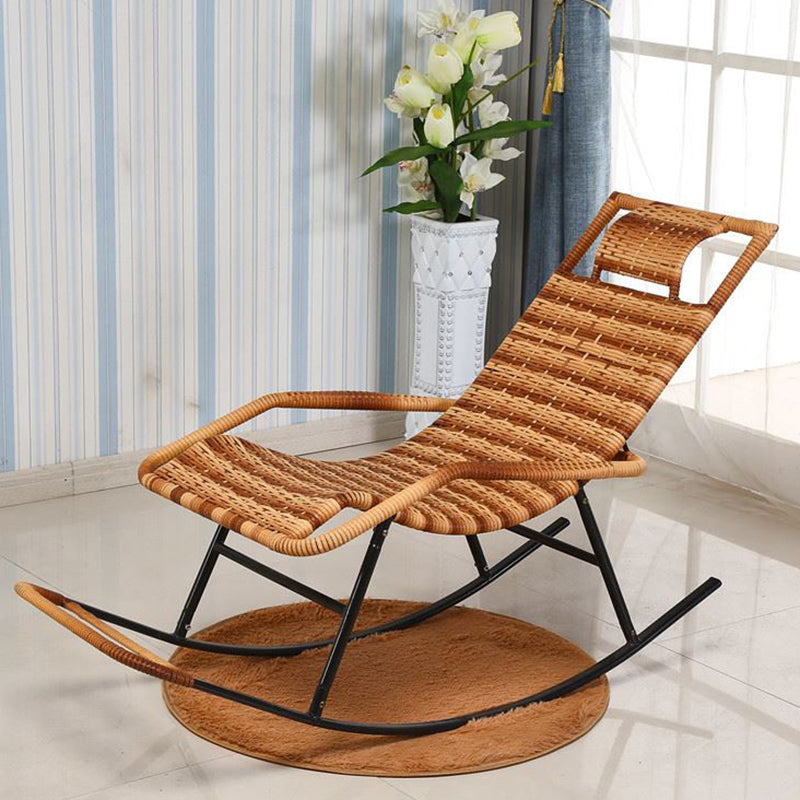 Modern Spindle Rocking Chair Metal Frame Woven Rope Rocker Chair for Home