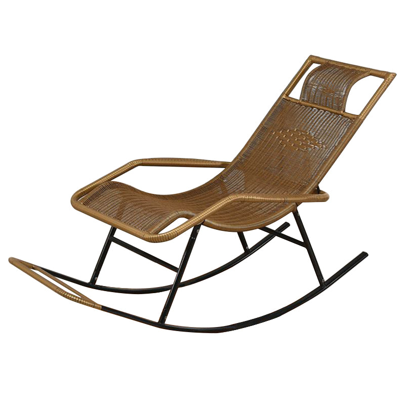 Modern Spindle Rocking Chair Metal Frame Woven Rope Rocker Chair for Home