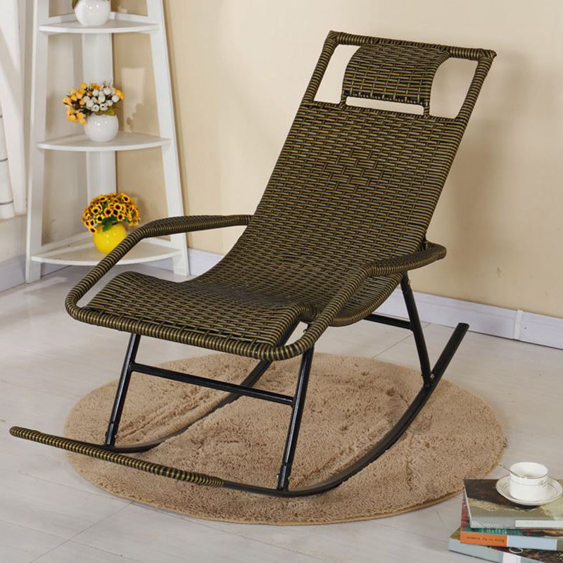 Modern Spindle Rocking Chair Metal Frame Woven Rope Rocker Chair for Home