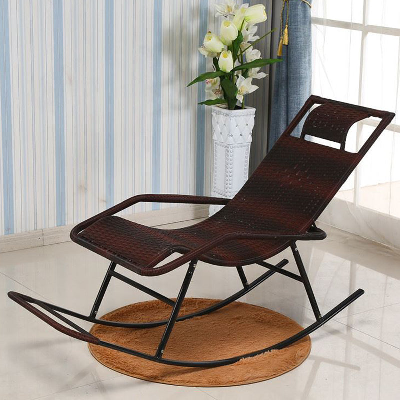 Modern Spindle Rocking Chair Metal Frame Woven Rope Rocker Chair for Home