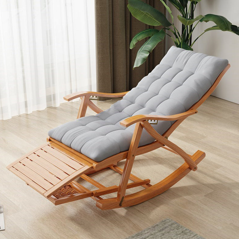 Modern Wooden Glider Chair Pure Color Rocking Chair with Removable Cushions