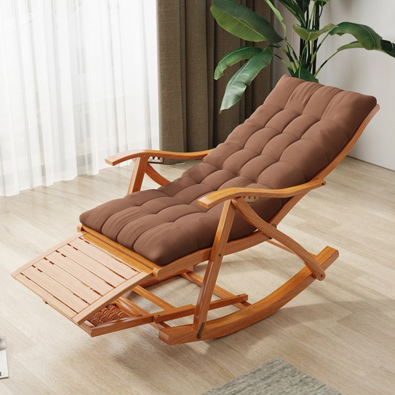 Modern Wooden Glider Chair Pure Color Rocking Chair with Removable Cushions