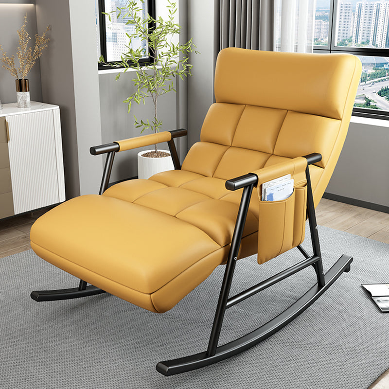 Yellow Modern Rocking Chair with Dark legs Reclining Rocker Chair for Living Room