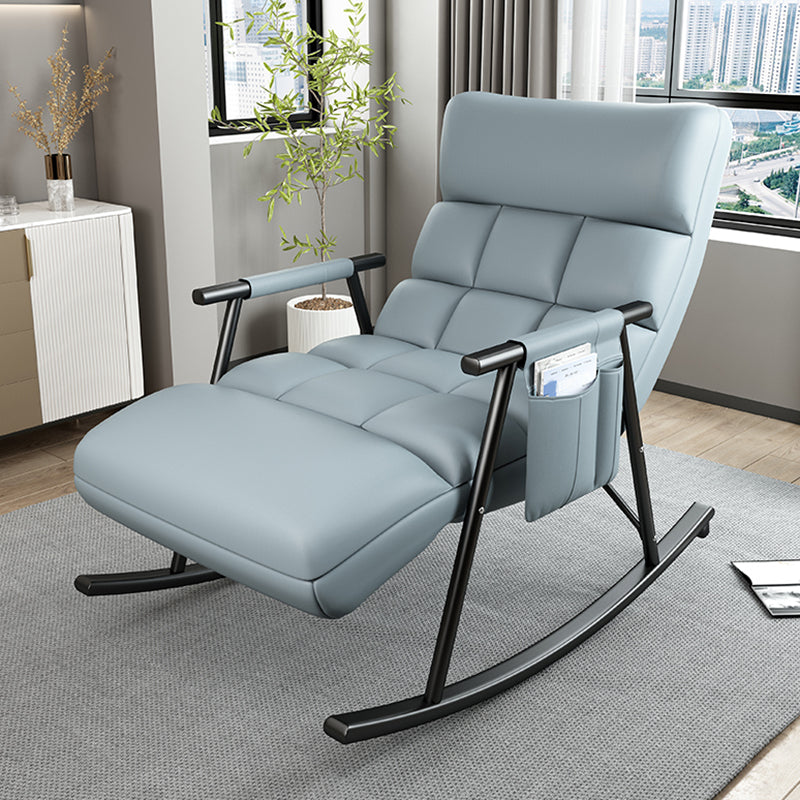 Yellow Modern Rocking Chair with Dark legs Reclining Rocker Chair for Living Room