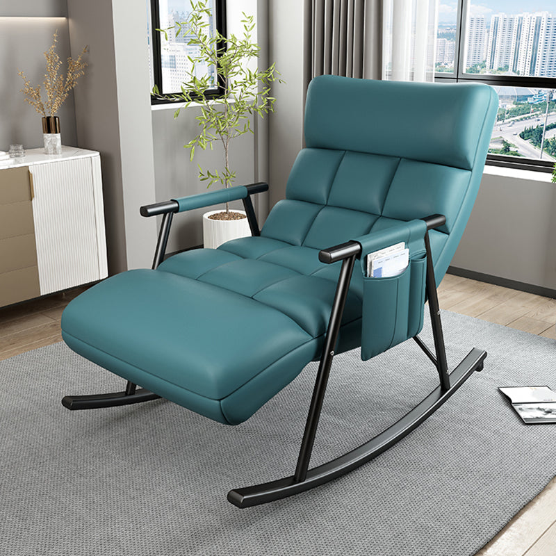 Yellow Modern Rocking Chair with Dark legs Reclining Rocker Chair for Living Room