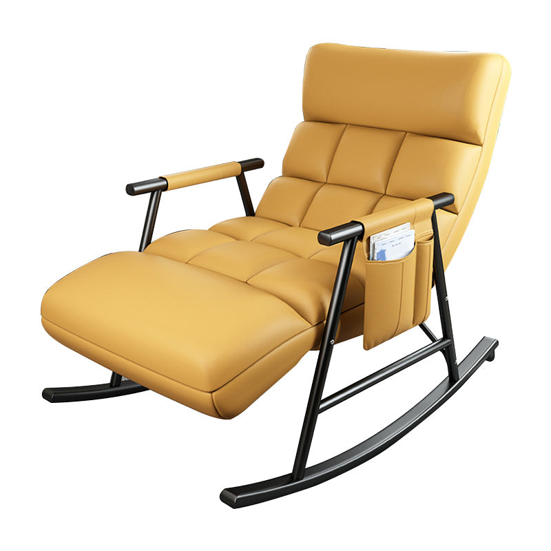 Yellow Modern Rocking Chair with Dark legs Reclining Rocker Chair for Living Room