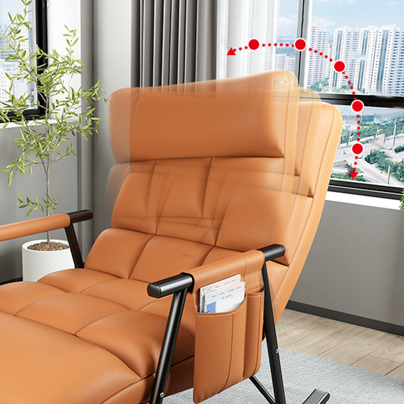 Yellow Modern Rocking Chair with Dark legs Reclining Rocker Chair for Living Room