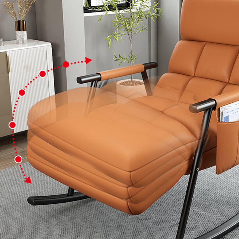 Yellow Modern Rocking Chair with Dark legs Reclining Rocker Chair for Living Room