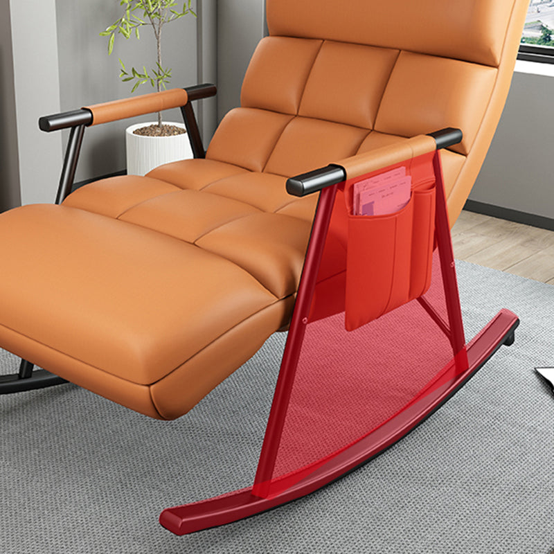 Yellow Modern Rocking Chair with Dark legs Reclining Rocker Chair for Living Room