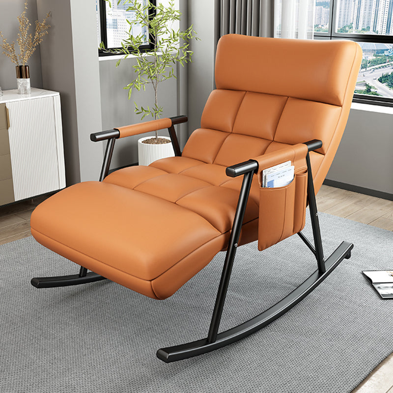 Yellow Modern Rocking Chair with Dark legs Reclining Rocker Chair for Living Room