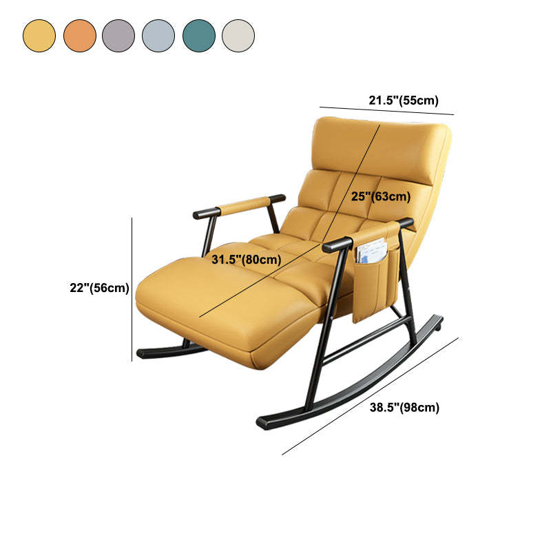 Yellow Modern Rocking Chair with Dark legs Reclining Rocker Chair for Living Room