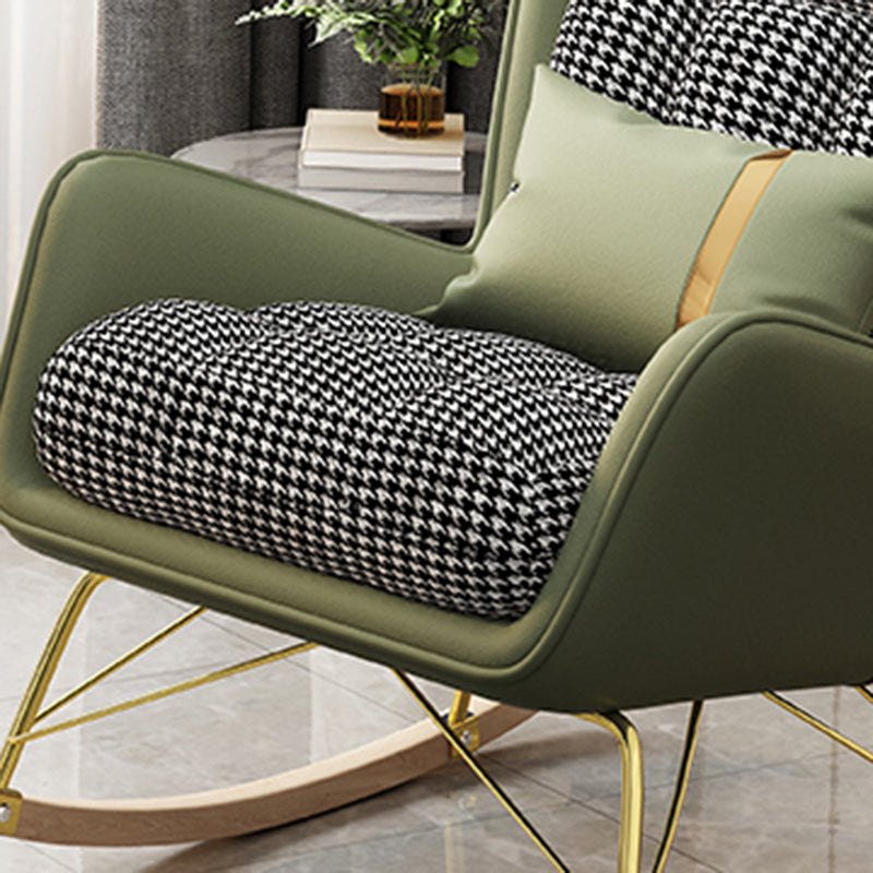 Gorgeous Faux Leather Rocking Chair Wingback Rocker Chair for Living Room (Without Pillow)