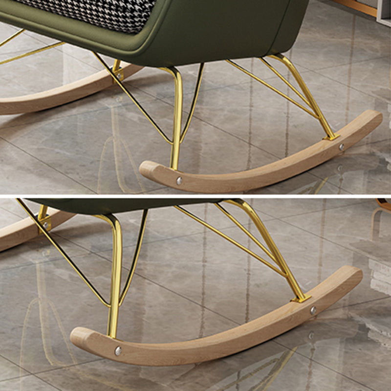 Gorgeous Faux Leather Rocking Chair Wingback Rocker Chair for Living Room (Without Pillow)