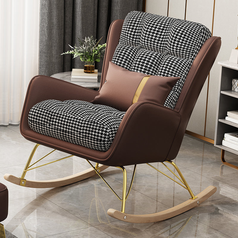 Gorgeous Faux Leather Rocking Chair Wingback Rocker Chair for Living Room (Without Pillow)