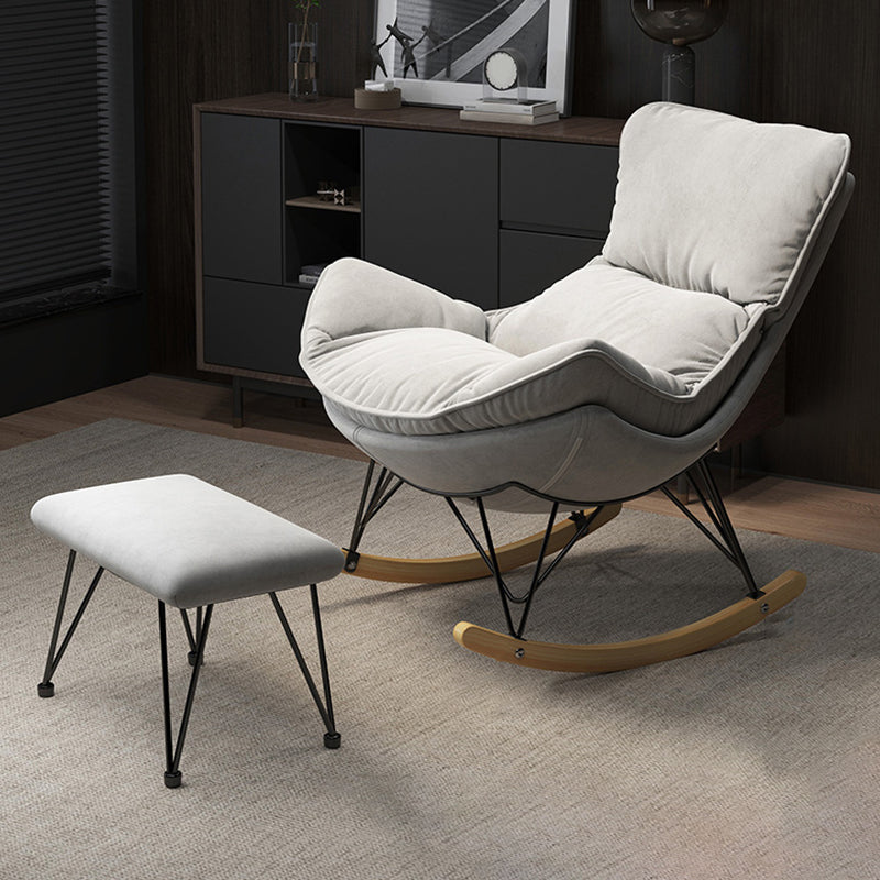 Contemporary Rocking Chair Fabric Upholstered Tufted Metal Frame Indoor Rocking Chair