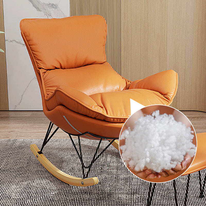 Contemporary Rocking Chair Fabric Upholstered Tufted Metal Frame Indoor Rocking Chair