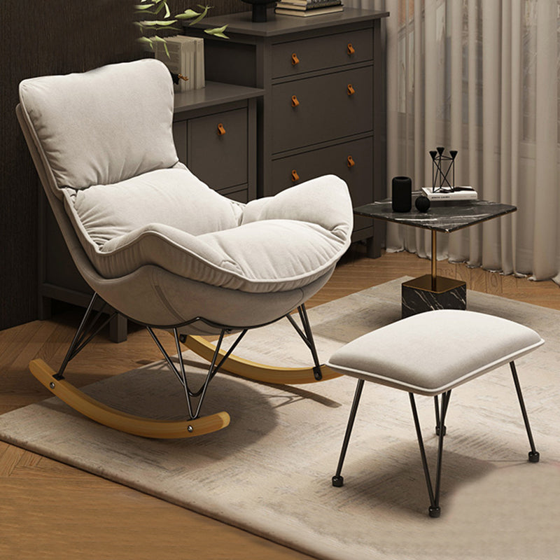 Contemporary Rocking Chair Fabric Upholstered Tufted Metal Frame Indoor Rocking Chair