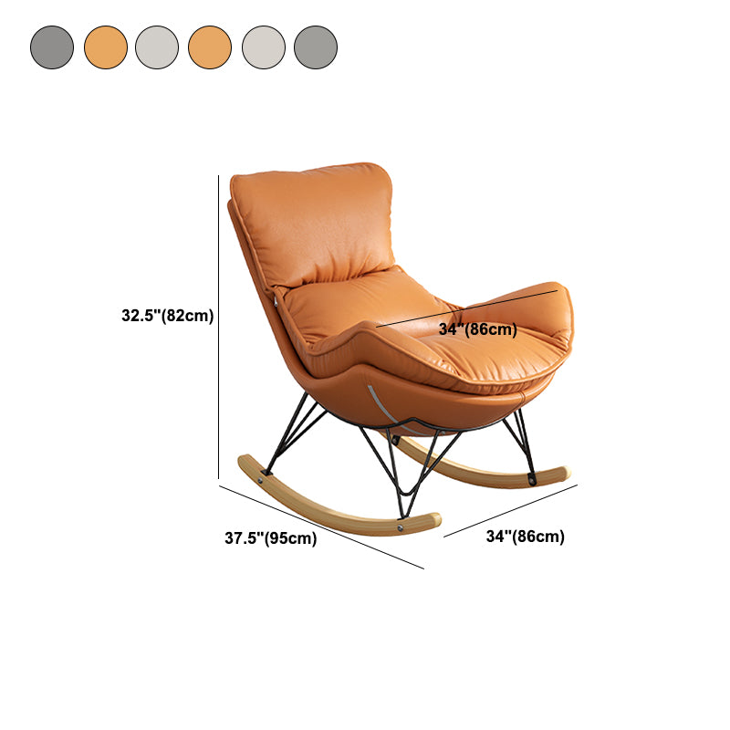 Contemporary Rocking Chair Fabric Upholstered Tufted Metal Frame Indoor Rocking Chair