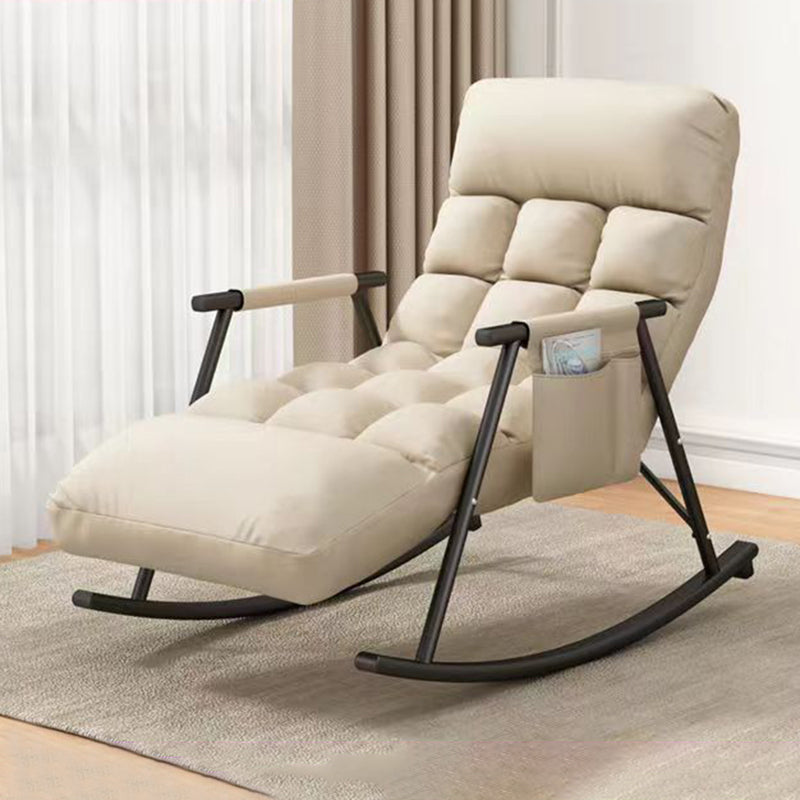 Fashionable Indoor Rocking Chair Solid Color Tufted Rocker Chair for Living Room
