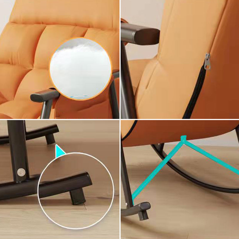 Fashionable Indoor Rocking Chair Solid Color Tufted Rocker Chair for Living Room