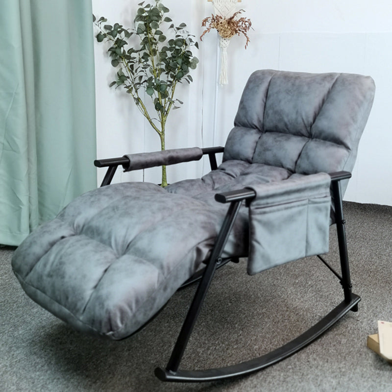 Fashionable Indoor Rocking Chair Solid Color Tufted Rocker Chair for Living Room