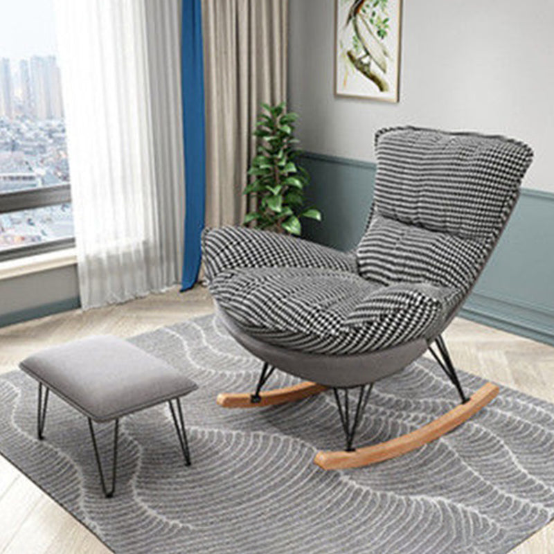 Modern Rocking Chair Metal Frame Doll Cotton Filling Cushion Wingback Rocker Chair