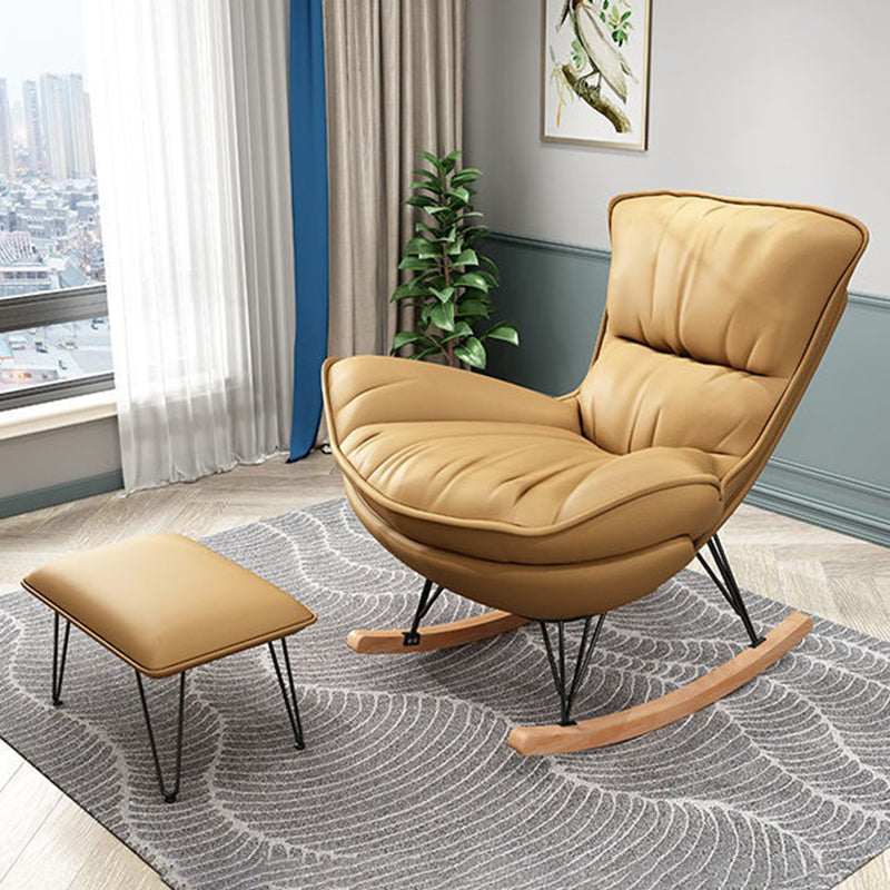 Modern Rocking Chair Metal Frame Doll Cotton Filling Cushion Wingback Rocker Chair