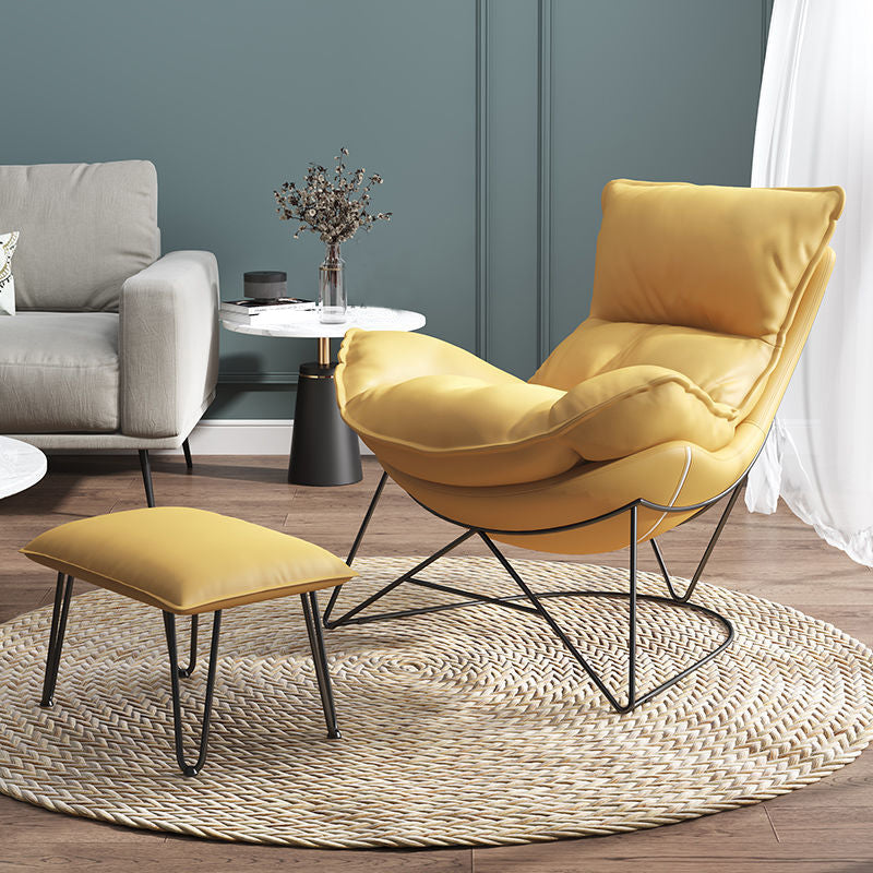 Contemporary Rocking Chair Fabric Upholstered Metal Frame Indoor Rocking Chair