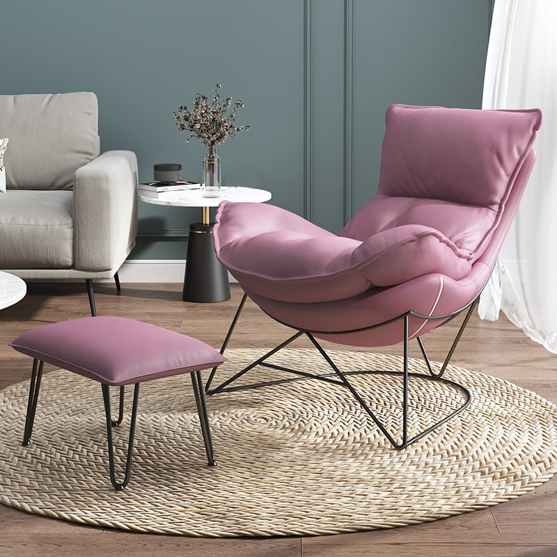 Contemporary Rocking Chair Fabric Upholstered Metal Frame Indoor Rocking Chair