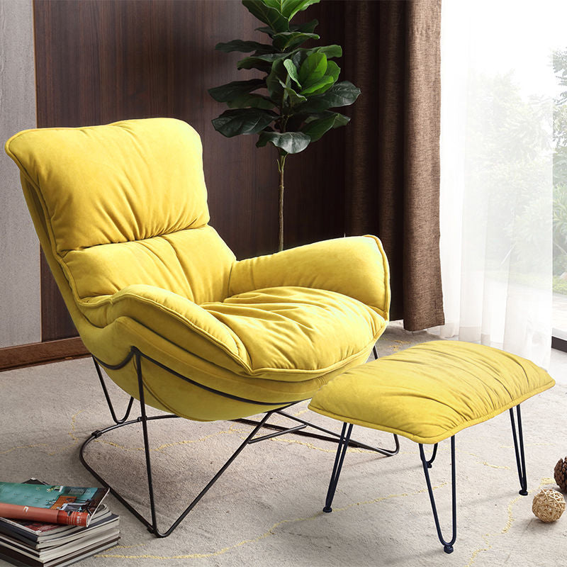 Contemporary Rocking Chair Fabric Upholstered Metal Frame Indoor Rocking Chair