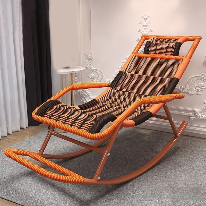 Modern Rattan Rocker Chair Reclining Rocking Chair for Home Decor