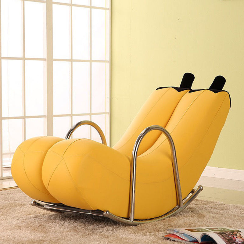 Contemporary Rocker Chair Fabric With Gray Frame Rocking Accent Chair