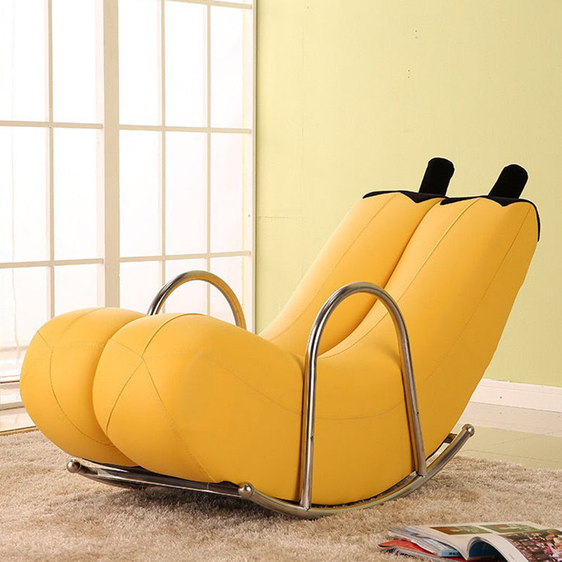 Contemporary Rocker Chair Fabric With Gray Frame Rocking Accent Chair