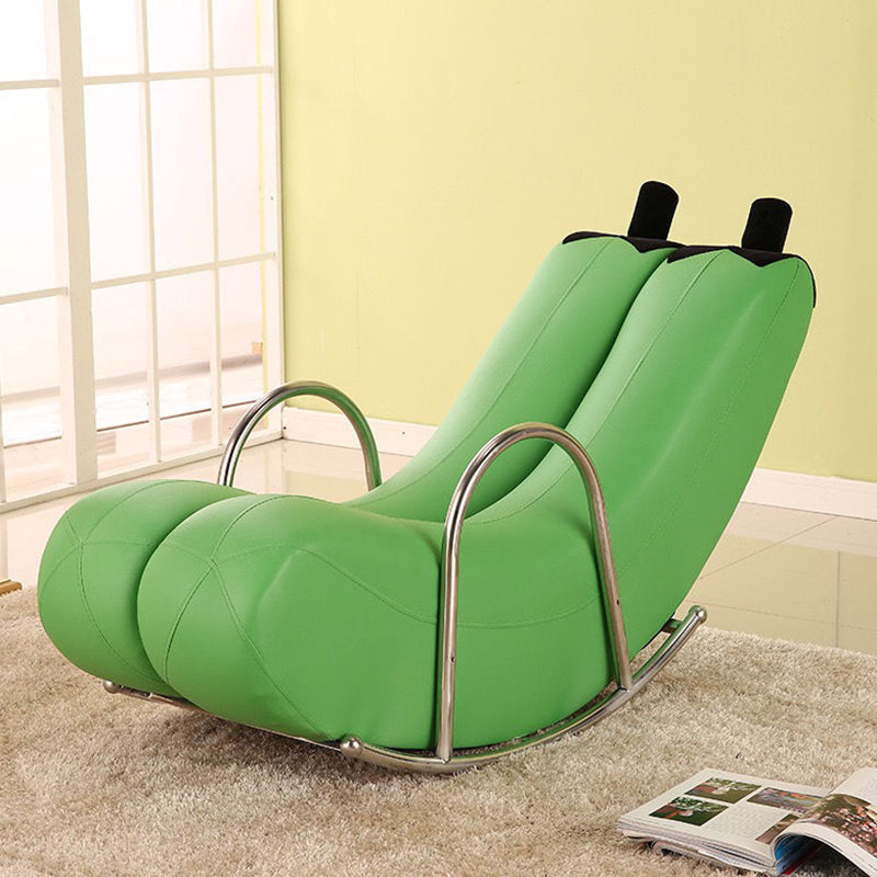 Contemporary Rocker Chair Fabric With Gray Frame Rocking Accent Chair