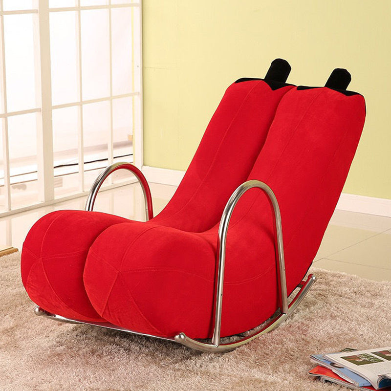 Contemporary Rocker Chair Fabric With Gray Frame Rocking Accent Chair